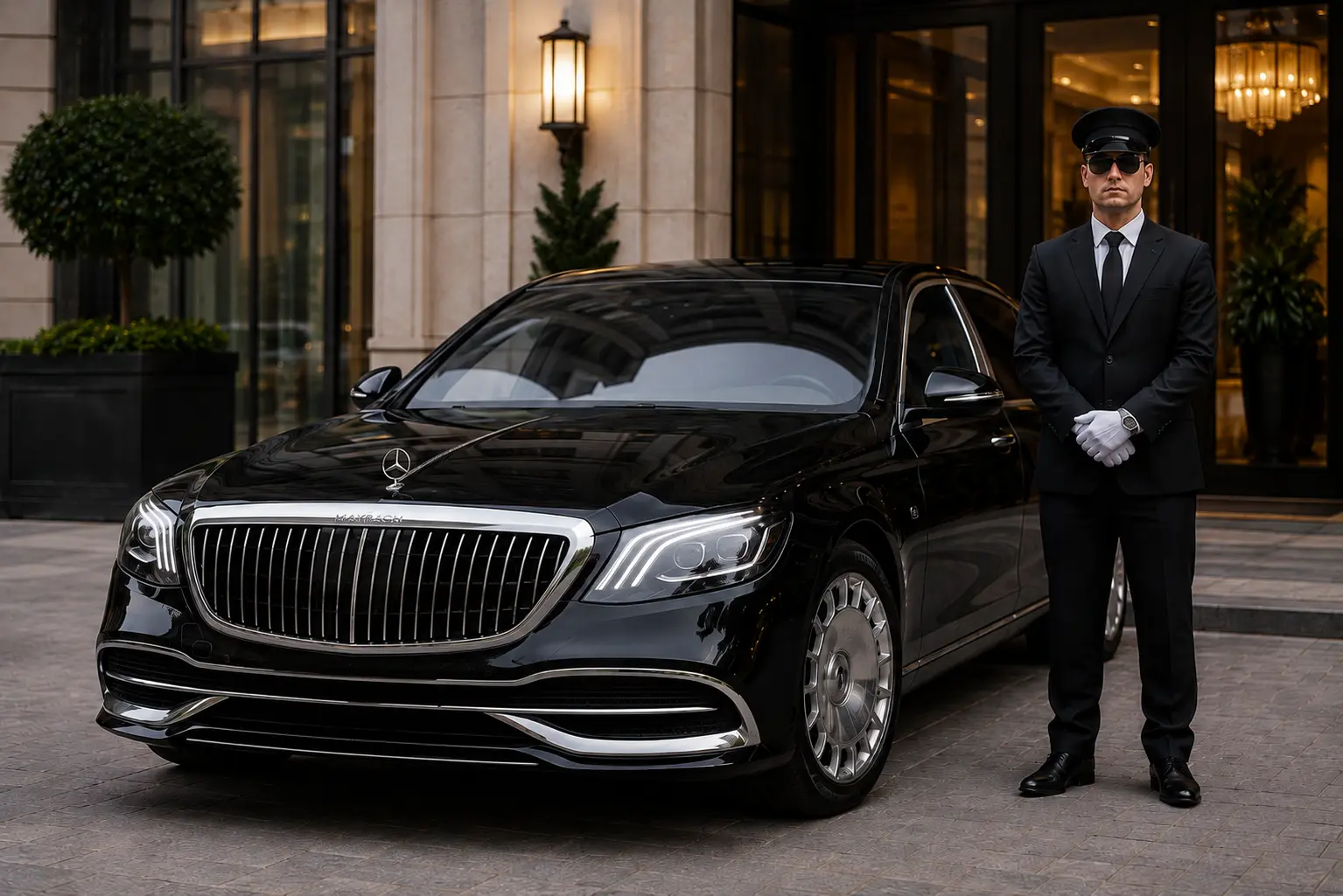 Black Mercedes Maybach chauffeur service