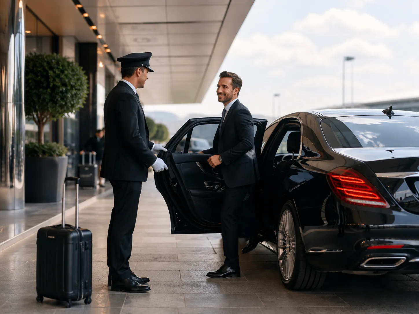 Mercedes-Benz chauffeur service with business traveler