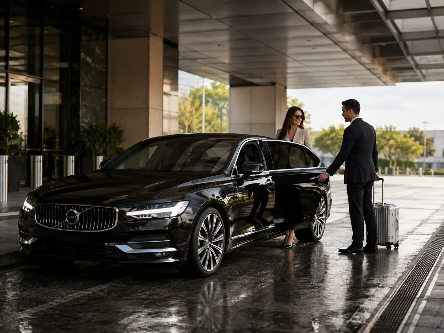 Black Volvo sedan chauffeur service